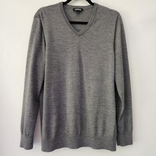 Express Merino Wool Blend gray V-Neck long sleeve sweater mens size XL