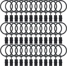36 Pack Curtain Rings with Clips, Drapery Clips with Rings, Hangers Drapes Rings