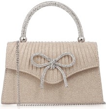 Sparkling Evening Clutch Purse for Women,Rhinestone Bow Top Handle Party Hand...
