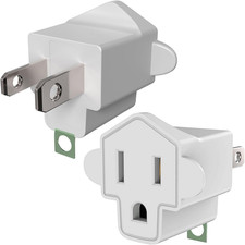 2 Pack ETL Listed 3 Prong to 2 Prong Adapter, Polarized Grounding Converter 3-P