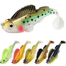 Pre-Rigged Soft Fishing Lures with Weedless Hidden Hook, Lifelike Paddle Tail...