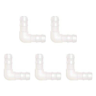Quickun 3/16'' Hose Barb 90 Degree Elbow L Fitting, (5Pcs), White 