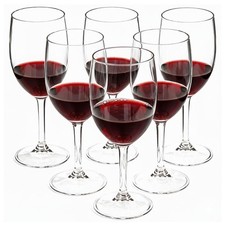 Set of 6 Clear High Quality Plastic Wine Glasses Goblets Indoor Outdoor Reusable