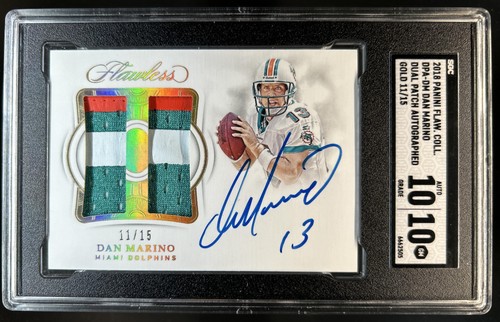 2018 Panini Flawless Dan Marino Dual Patch Auto #/15 Dolphins SGC 10/10