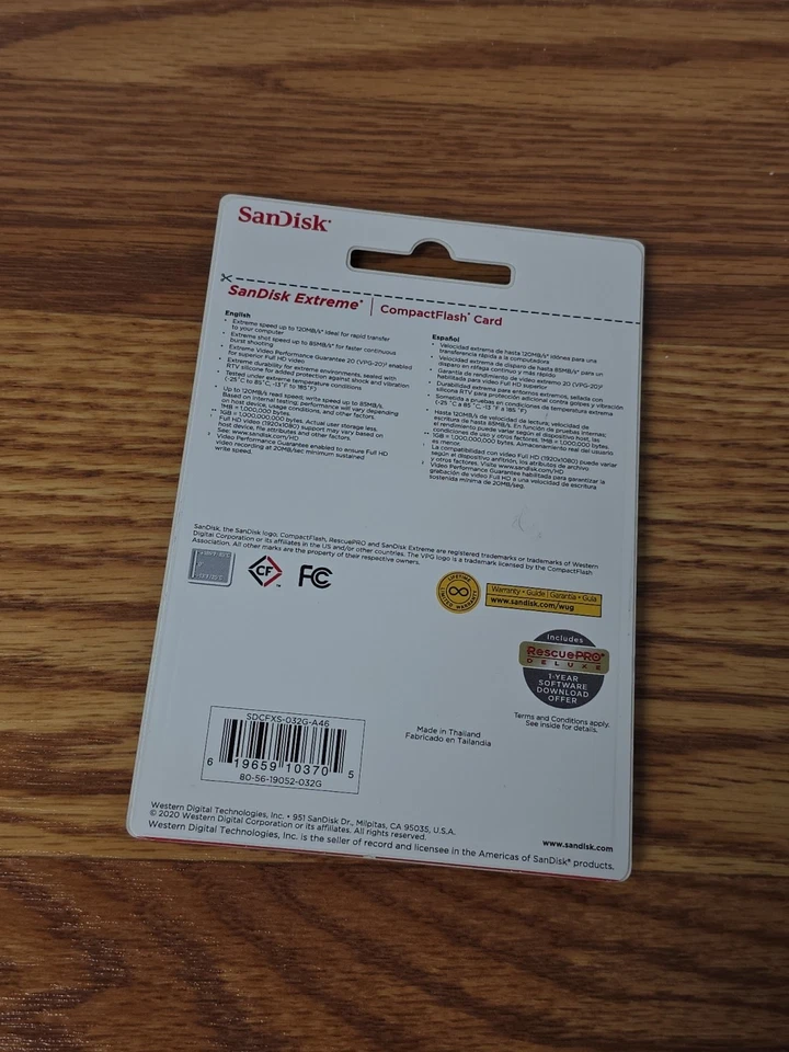 SanDisk 32GB Extreme CompactFlash Card (SDCFXS-032G-A46) NEW FAST SHIPPING - Image 4 of 4