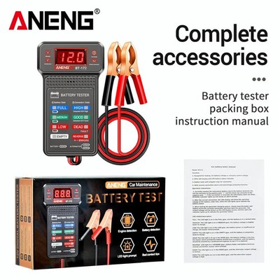 ANENG BT-172 12V Car Battery Tester LED Digital Voltage Meter Alligator Clips