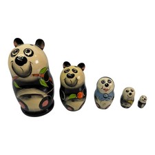 Hand Painted Panda Russian Nesting Doll Set of 5