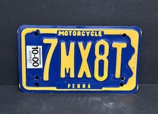 Pennsylvania Motorcycle License Plate — 7 MX 8 T