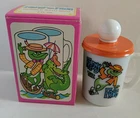 Avon Freddy the Frog Bubble Bath Mug 1969 Vintage Milk Glass Cup 5 fl.  oz.