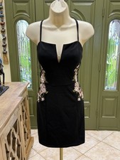 Extraordinary Little Black Dress with Rose Appliqué – Size 11