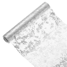 Silver Tone Table Runner Roll 11.4" x 30Ft Sequin Foil Mesh Table Runner