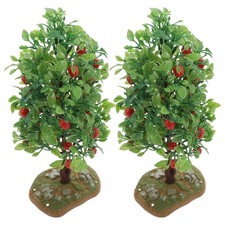 2 Piezas Árboles Frutales Modelo Paisaje Miniatura Manzana Exterior Artificial