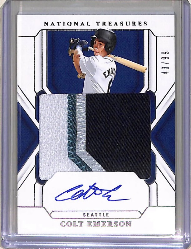 Colt Emerson 2025 Panini National Treasures Baseball #TMS-CE 43/99 Patch Auto