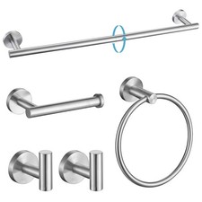 5 PCS Brushed Bathroom Hardware Set SUS304 Stainless 24 Inch Towel Bar Kit