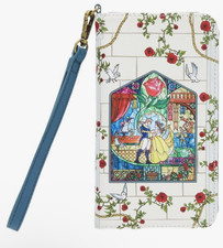 Loungefly Disney Beauty & the Beast Belle Stained Glass Tech Wallet Wristlet NWT