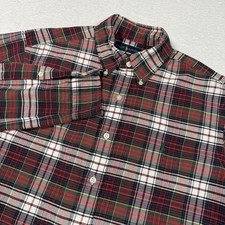 Ralph Lauren Shirt Mens Medium Red Green Plaid Classic Fit Button Down Cotton