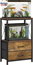 10 Gallon Aquarium Stand with 2-Tier Shelf Fish Tanks Stand with 2 Drawers Metal