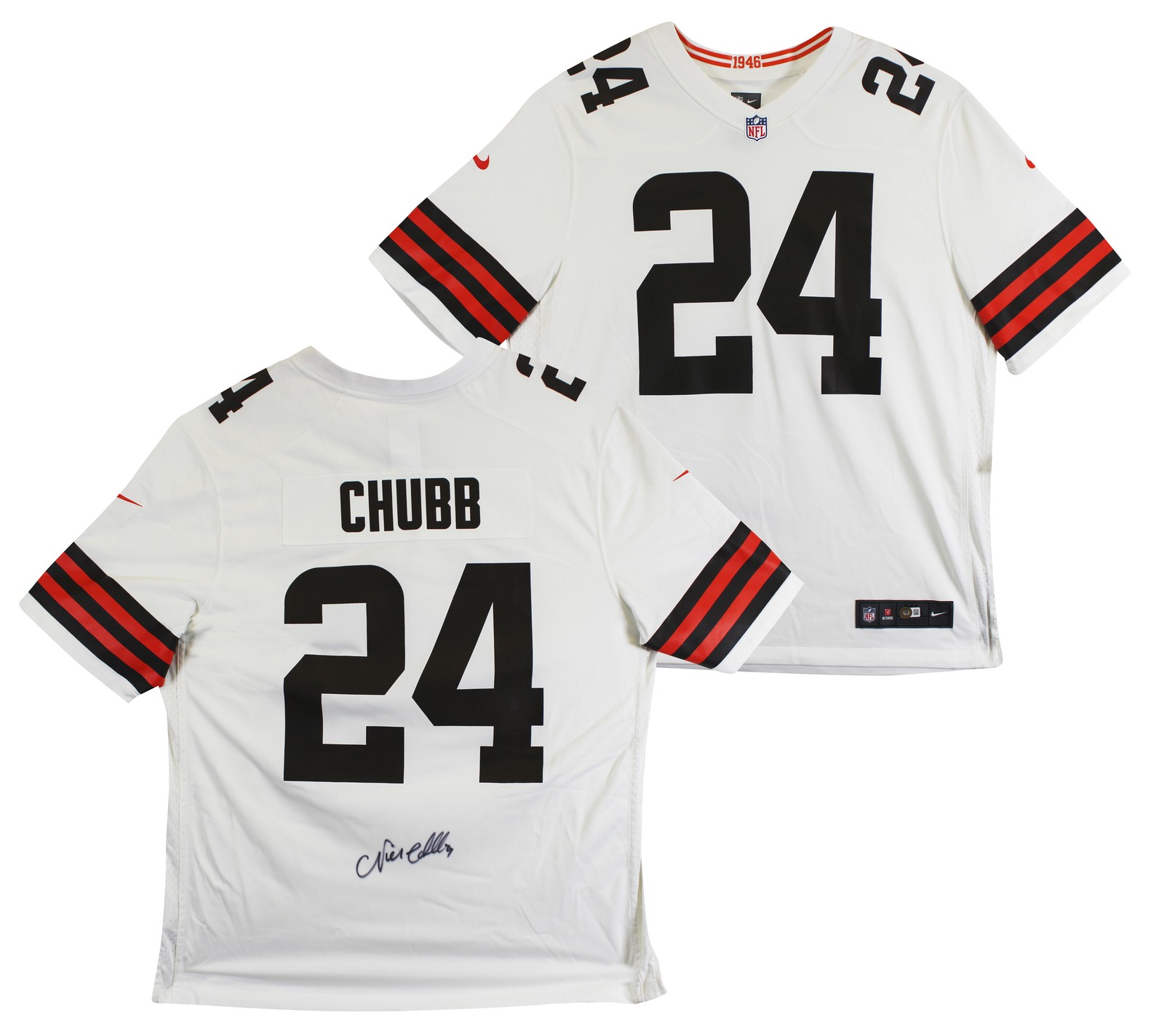 Nick Chubb Autographed Signed Cleveland Browns Browns Authentic White Nike Game Jersey BAS Witness #1W042195 