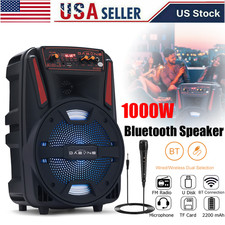 1000W 8" Portable Bluetooth Party Speaker Subwoofer Heavy Bass FM TWS Radio