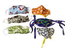 Handmade Fabric Face Masks Floral Holiday Fish Reusable Lot Of 6 Mixed Workwear