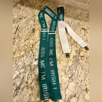 Kiss Me I m Irish green suspenders for Saint Patrick s day