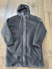 Vuori Sherpa Hooded Trench Snap Button Fleece Jacket Women's Medium Black