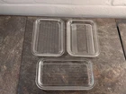 Vintage Pyrex 502-C Replacement Lids (3) Ribbed Glass Refrigerator Dishes