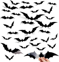 48 StüCk Halloween 3D Fledermaus Deko, Wandaufkleber, Wasserdichtes Pvc, Gruseli