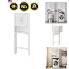 Over The Toilet Cabinet Bathroom Storage Organizer Double Door White