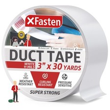 XFasten Super Strong Duct Tape, White, 3" x 30 3-Inch by 30 Yards, White