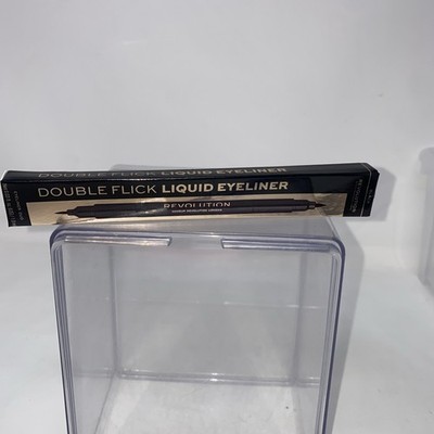 Revolution Double Flick Liquid Eyeliner Duo Pen Thick & Thin Black + Colour Strike