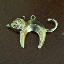 9K Gold  Winking Cat Dangle Charm Pendant