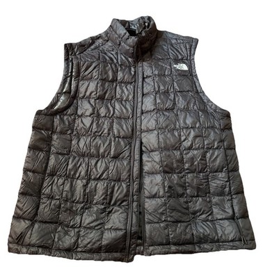The North Face ThermoBall Vest Men s Size XL Black Quilted Full Zip READ