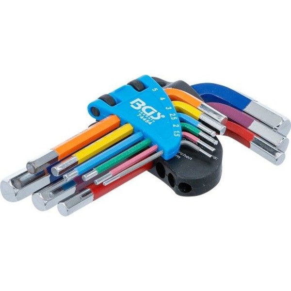 BGS Innensechskant WinkelschlÜSselsatz Farbig Kurz 1,5-10Mm 9-TLG | 74454-image