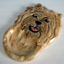 Yorkie Dog Vtg Ashtray Yorkshire Terrier Ceramic Trinket Dish Signed Jacqueline