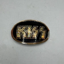 Vintage KISS Belt Buckle Black Prism Logo 1977 Pacifica Ace Peter Gene Paul
