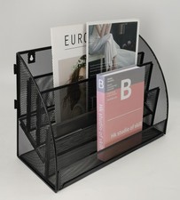 4 Section Upright File Sorter Organizer, Desk File Organizer, Mesh Metal Desk...