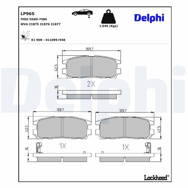 Delphi Bremsbelagsatz, Scheibenbremse LP965 FüR Isuzu Opel-image