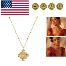 Cross Necklace Faith Pendant 14K Plated Dainty Chain Minimalist Simple Tiny G...