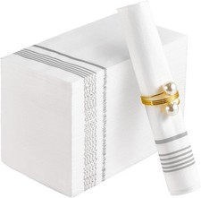 100 Paper Napkins Disposable Guest Towels, 3-ply Silver Dinner Napkins  Soft