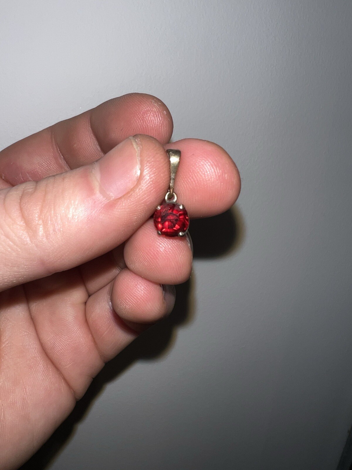 Vintage Solid Silver Garnet Ruby Pendant From Sri… - image 4