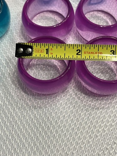 Vintage Acrylic Transparent Set of 15 Napkin Rings Jewel Tone Pink Blue Purple - Picture 8 of 9