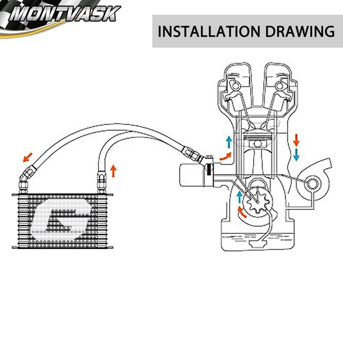 Universal 10 Row 10AN Aluminum Engine Oil Cooler+ Filter Adapter Kit - Picture 9 of 9