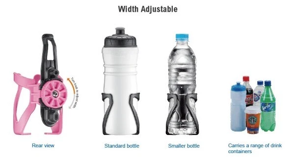 Bicycle Bike Adjustable Width Water Bottle Cage Holder Rack Black IBERA IB-BC17 - Image 4 of 4