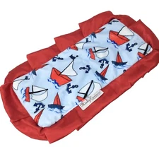 Minky Couture Lovey Security Blanket Sailboat Sailboats Red Satin Plush Soft