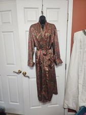 Women's Vintage 90s Victoria Secret Paisley Full Length Robe Size XS/S Satin Tie
