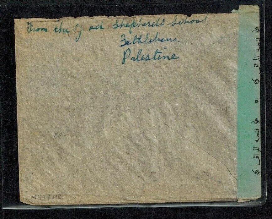 Cubierta de censor Transjordan 1940 de Amman Jordan a Los Ángeles CA con cinta 4A1 Foto 2 de 2