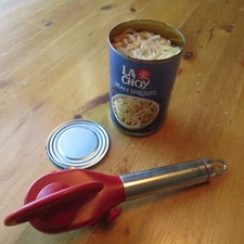 Kuhn Rikon Can Opener Auto Deluxe Safety Smooth Touch Red Stainless Handle