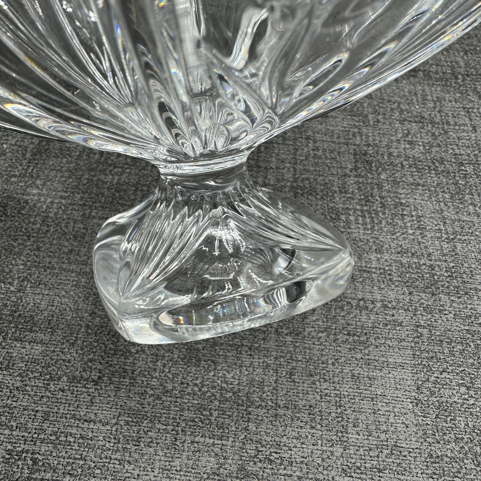 Footed Square Candy Crystal Bowl Czech Republic Pedestal 24% Full Lead Vtg