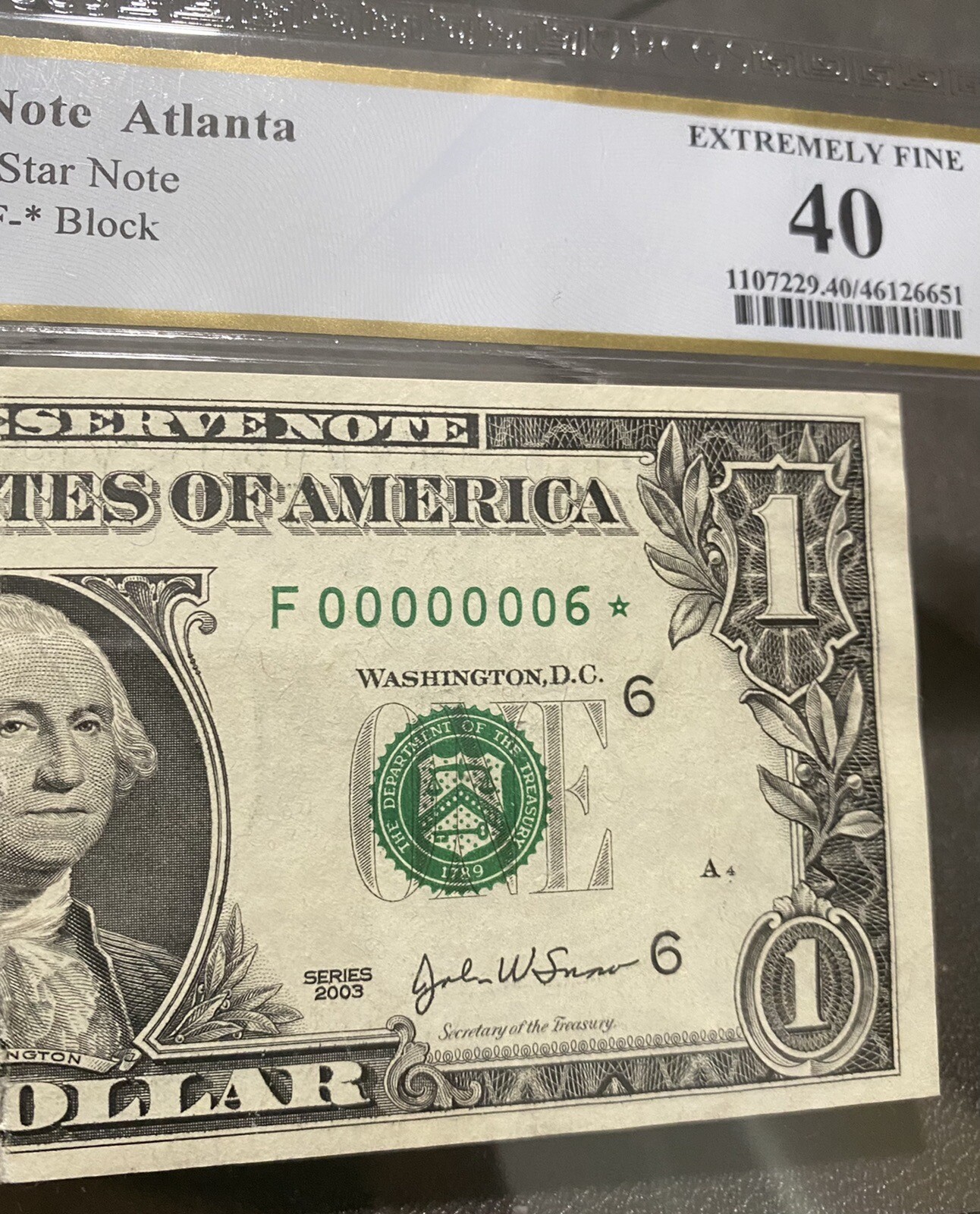 Note Number Purchase LOW SERIAL SINGLE DIGIT SUPER BINARY STAR NOTE NUMBER 00000006* UNIQUE ...
